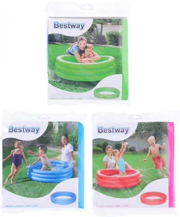 Bestway zwembad 3 Rings - 122cm - Rood, Groen, Blauw assorti