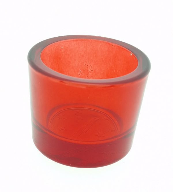 Theelichthouder - glas - rood - 60mm