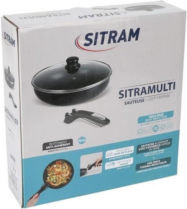 Sitram deep fry pan 28cm -  with lid and detachable grip
