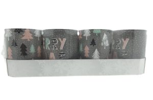 Christmas candle in glass s/4 assorted