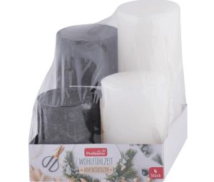 Pillar Candle s/4 Black-white