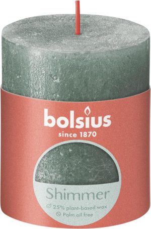 Bolsius Pillar Candle - 80/68 Shimmer Oxid Blue