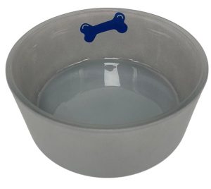 Dog Food bowl 19cm - glass - blue bone