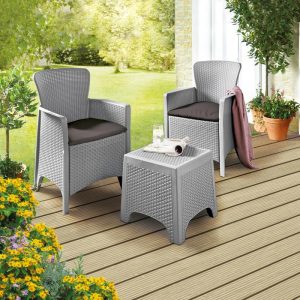 Rattan style garden set - 2 chairs, 1 table