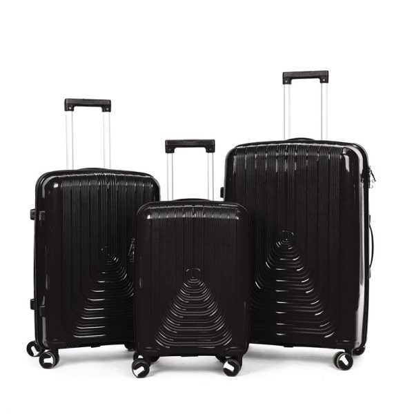 Suitcase Set of 3 - Black- lock and double wheels