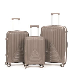 Suitcase Set of 3 - Brown- lock and double wheels
