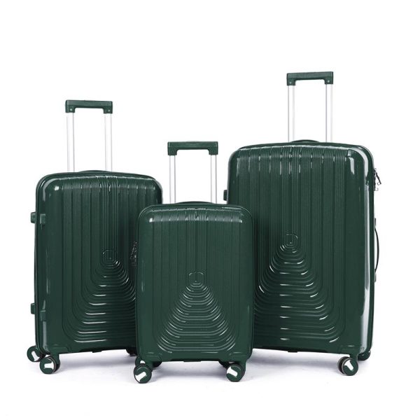 Suitcase Set of 3 - Green- lock and double wheels