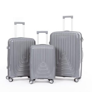 Suitcase Set of 3 - Grey- lock and double wheels