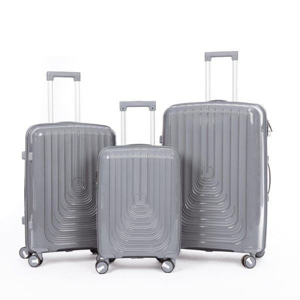 Suitcase Set of 3 - Grey- lock and double wheels