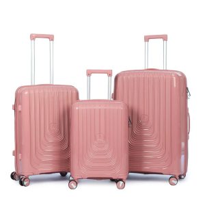 Suitcase Set of 3 - Pink- lock and double wheels