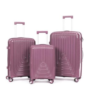 Suitcase Set of 3 - Purple- lock and double wheels