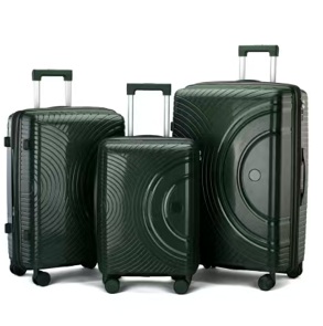 Suitcase Set of 3 - Dark Green- half circle - lock and double wheels