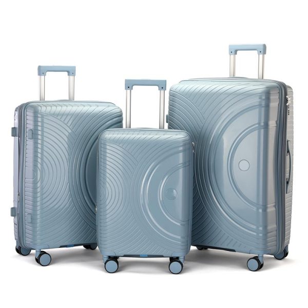 Suitcase Set of 3 - Grey Blue half circle - lock and double wheels