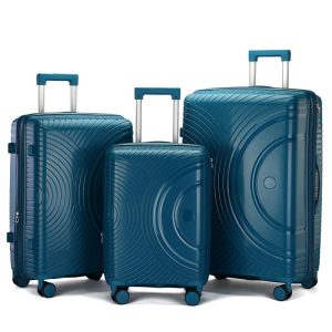Suitcase Set of 3 - Marine- half circle - lock and double wheels