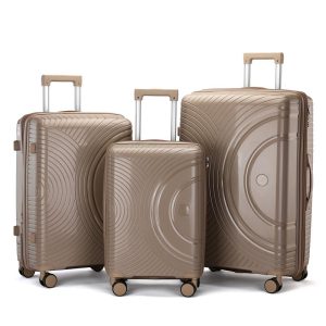 Suitcase Set of 3 - Khaki- half circle - lock and double wheels