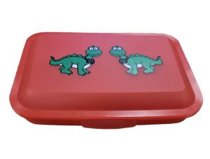 Plastic Box with Dragon Print - Red - 15.5x11.5x3