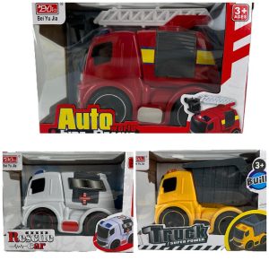 Fire truck , Ambulance and Engineering truck assorti - Friction and Lights (5511)