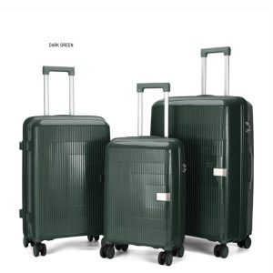 Suitcase set of three - Vertical stripes - PP702 - Dark Green