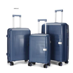 Suitcase set of three - Vertical stripes - PP702 - Dark Blue