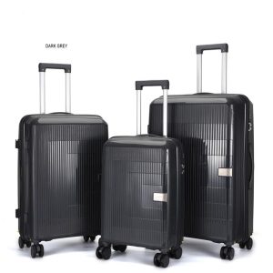 Suitcase set of three - Vertical stripes - PP702 - Dark Grey