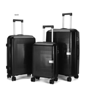 Suitcase set of three - Vertical stripes - PP702 - Black