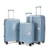 Suitcase set of three - Vertical stripes - PP702 - Grey Blue